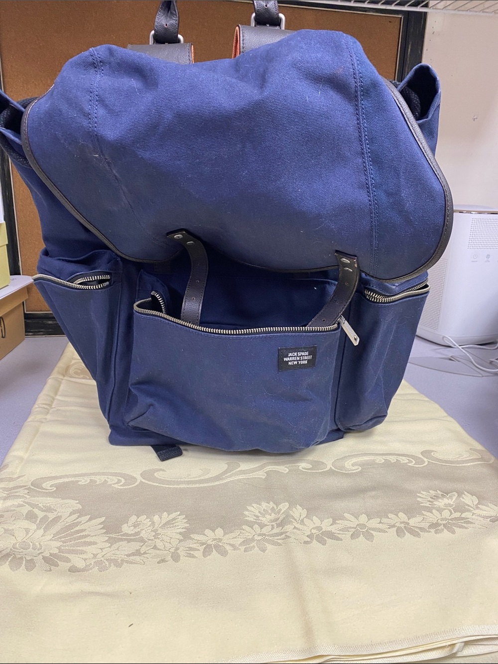 Jack Spade Navy Canvas Roll-Top Backpack